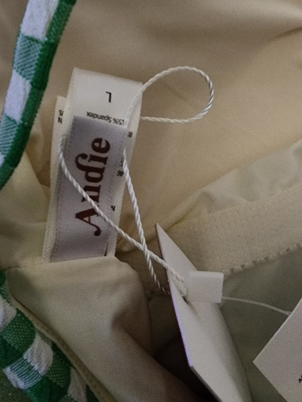 Andie Green Gingham One-Piece Swimsuit Sz Lrg - Picture 6 of 6